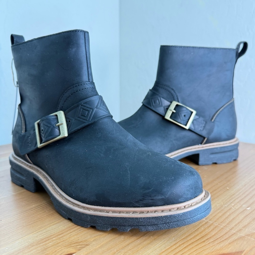 NEW TEVA ROWENA Buckle Black Leather Boot Women’s Size 7